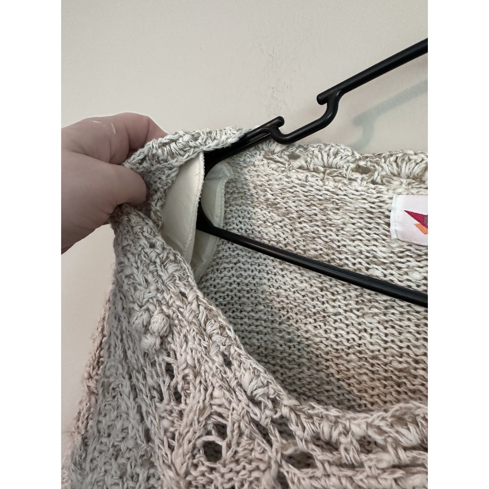 Vintage‎ 100% Ramie/Cotton Knotted Crochet Oatmeal Sweater 3/4 Sleeve Size SMALL - Picture 8 of 16